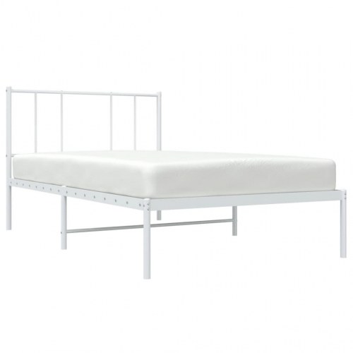 Sengeramme med sengegavl 90×200 cm - metal, hvid