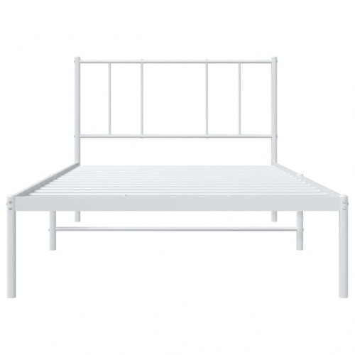 Sengeramme med sengegavl 90×200 cm - metal, hvid