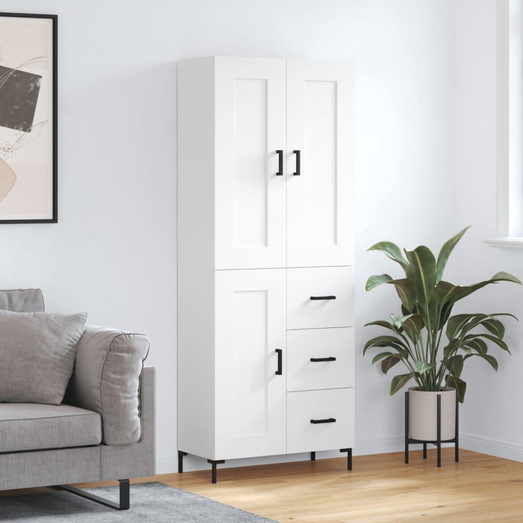 Højskab 69,5x34x180 cm konstrueret træ hvid billede