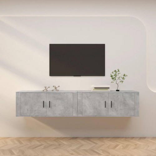 Væghængte tv-skabe 2 stk. - betongrå 100 x 34,5 x 40 cm