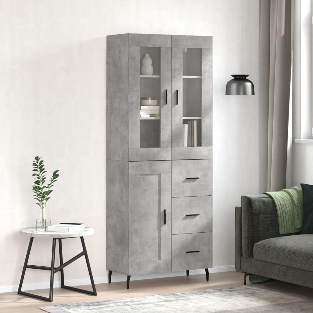 Højskab 69,5x34x180 cm konstrueret træ betongrå billede