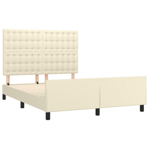 Sengeramme med sengegavl 140x200 cm - kunstlæder, creme