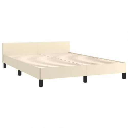 Sengeramme med sengegavl 140x200 cm - kunstlæder, creme