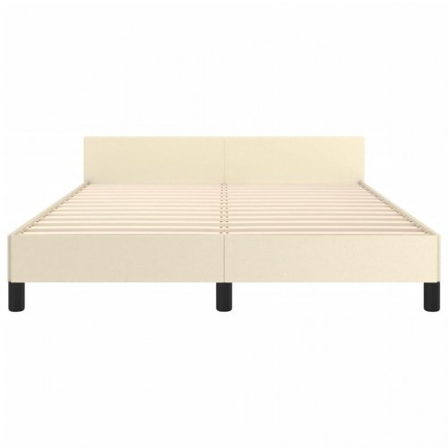 Sengeramme med sengegavl 140x200 cm - kunstlæder, creme