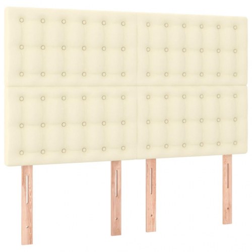 Sengeramme med sengegavl 140x200 cm - kunstlæder, creme