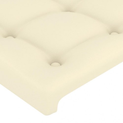 Sengeramme med sengegavl 140x200 cm - kunstlæder, creme