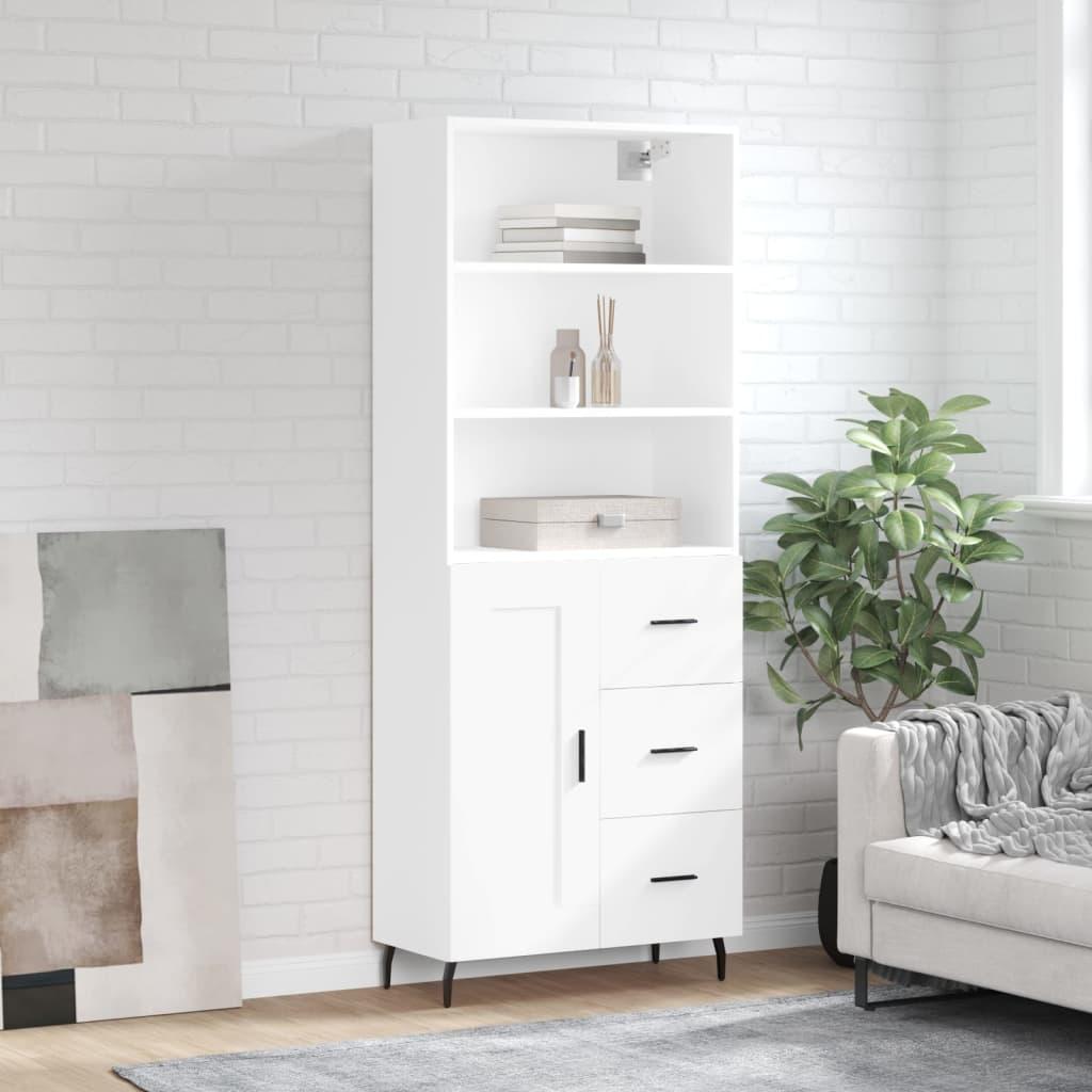 Højskab 69,5x34x180 cm konstrueret træ hvid billede