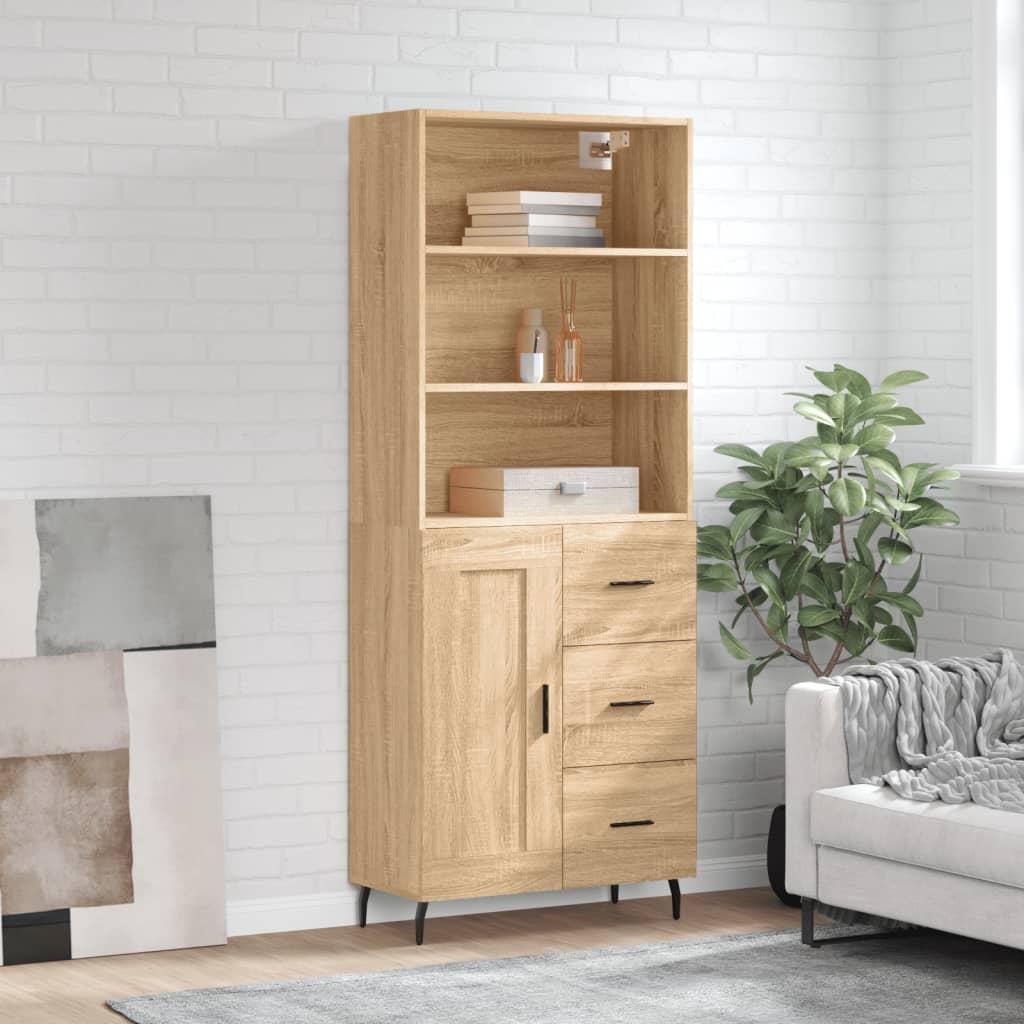 Højskab 69,5x34x180 cm konstrueret træ sonoma-eg billede