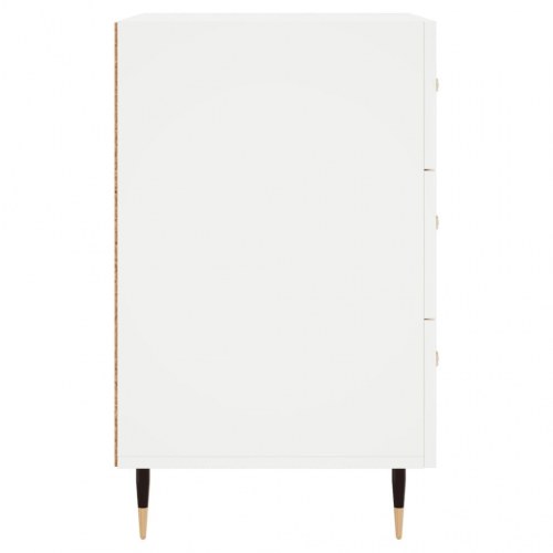 Sengebord med 3 skuffer 40×40×66 cm - hvid, konstrueret træ