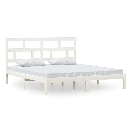Sengeramme 180 x 200 cm Super King i massivt træ - hvid