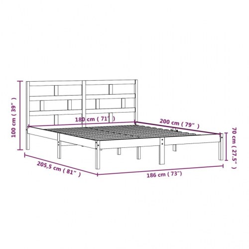 Sengeramme 180 x 200 cm Super King i massivt træ - hvid