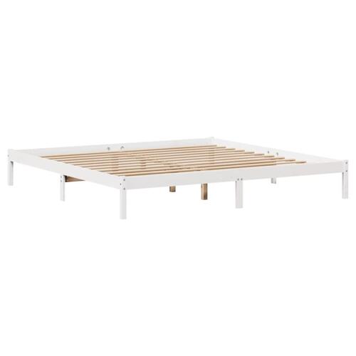Seng med reol uden madras 180x200 cm massivt fyrretræ hvid