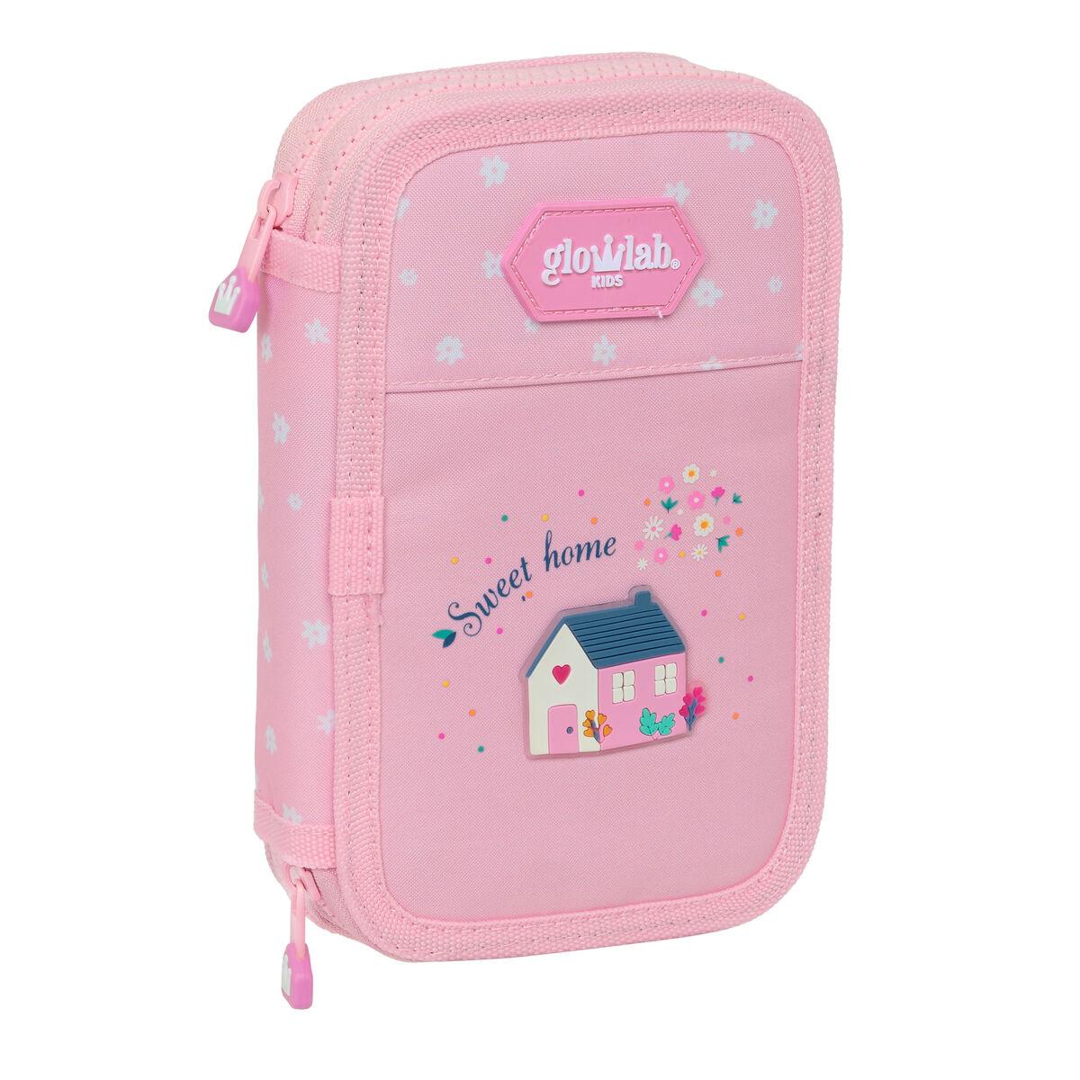 Glow Lab dobbelt penalhus Sweet Home - pink, 28 dele (12,5 × 19,5 × 4 cm)