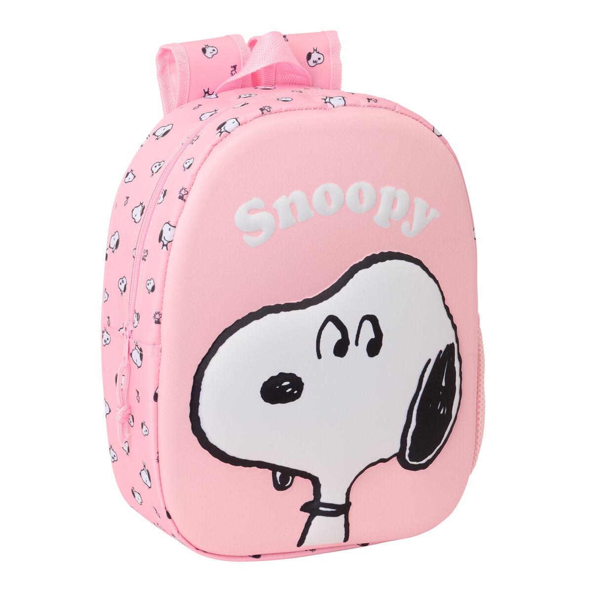 Snoopy børneskoletaske - Pink 3D, 27 × 33 × 10 cm