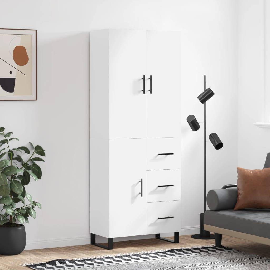 Højskab 69,5x34x180 cm konstrueret træ hvid billede