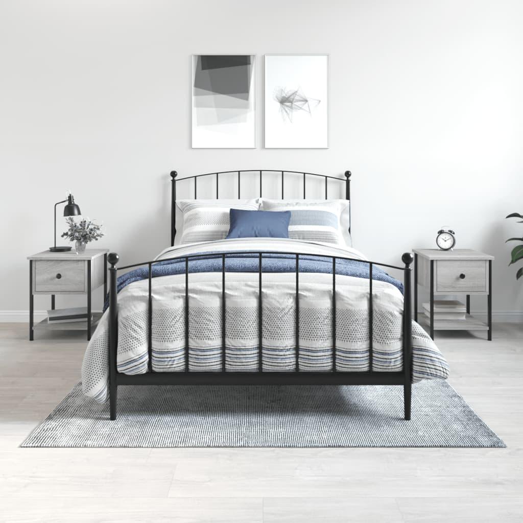 Sengebord 2 stk. 34x35,5x45 cm konstrueret træ grå sonoma-eg