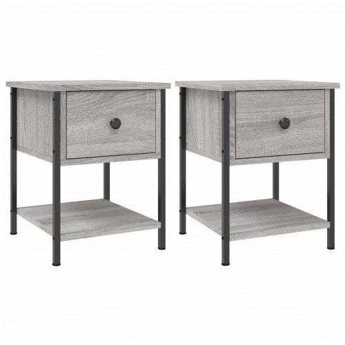 Sengebord sæt á 2 - 34 × 35,5 × 45 cm i konstrueret træ, grå sonoma-eg