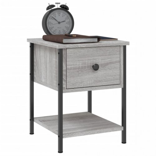 Sengebord sæt á 2 - 34 × 35,5 × 45 cm i konstrueret træ, grå sonoma-eg