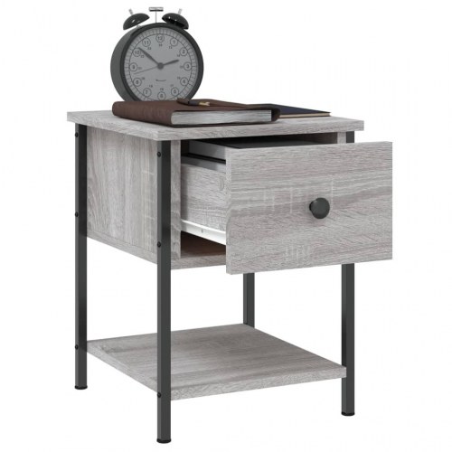 Sengebord sæt á 2 - 34 × 35,5 × 45 cm i konstrueret træ, grå sonoma-eg