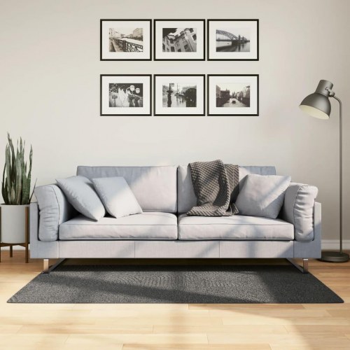 Gulvtæppe IZA 80×150 cm - kort luv, skandinavisk look, antracitgrå