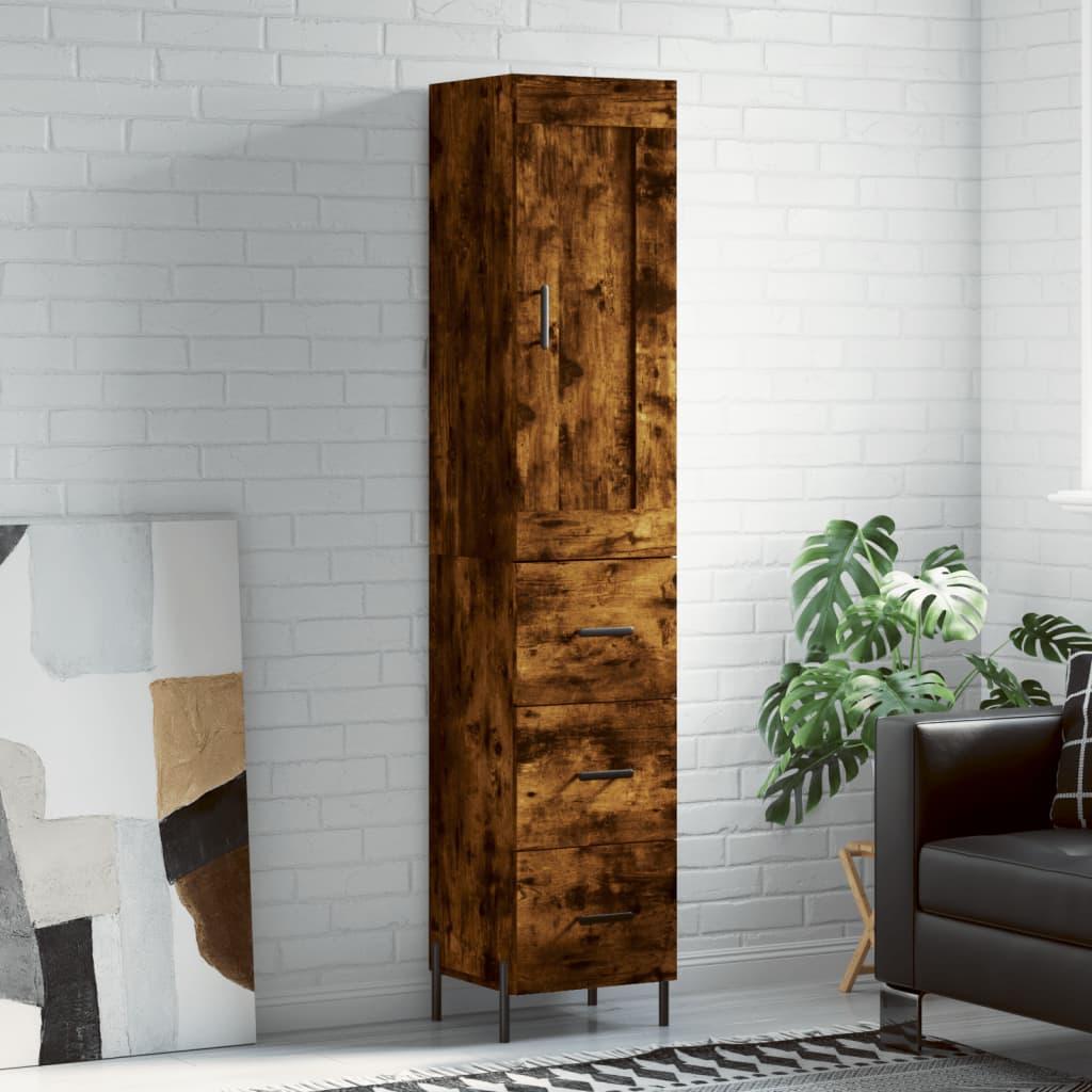 Skab 34,5x34x180 cm konstrueret træ røget egetræ billede