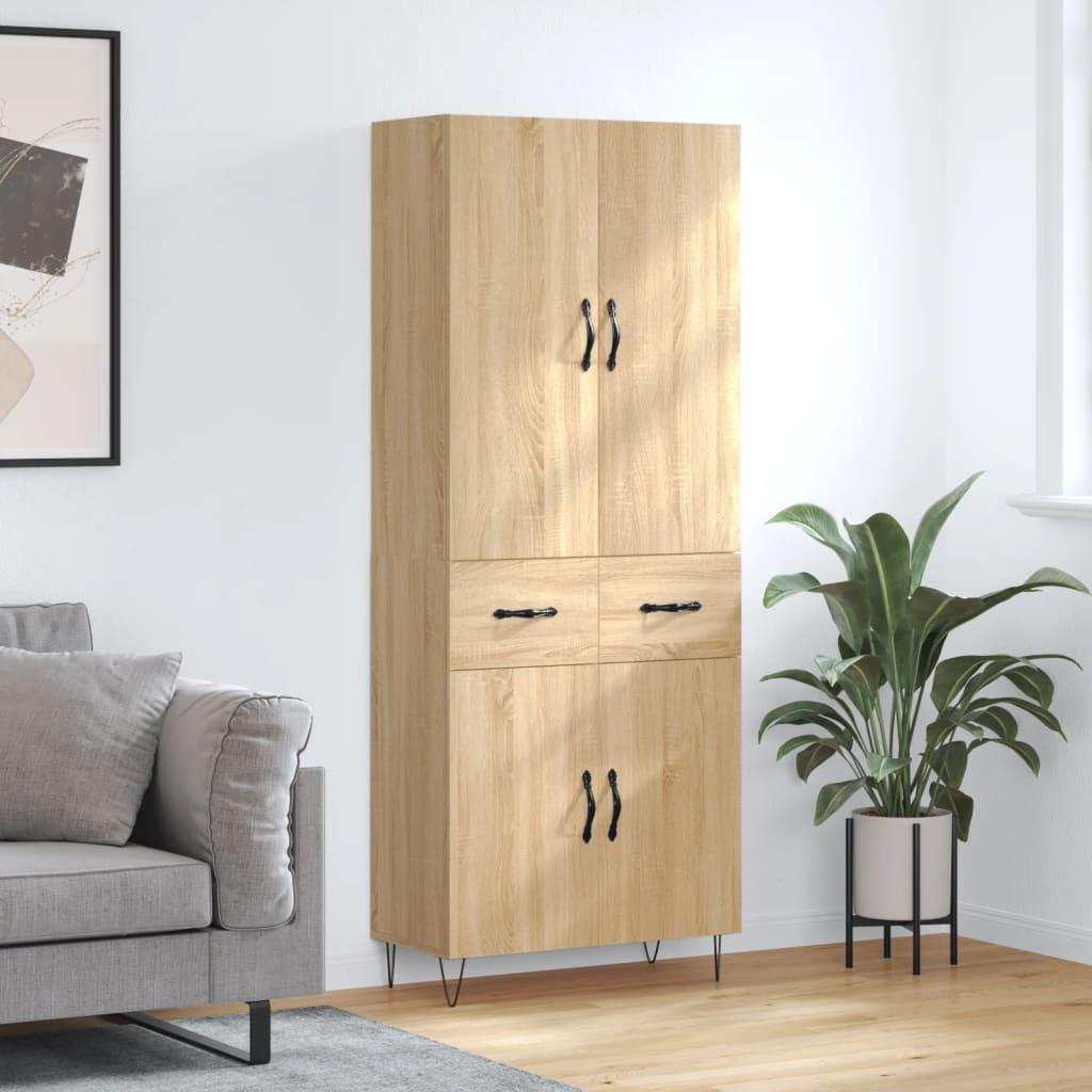 Højskab 69,5x34x180 cm konstrueret træ sonoma-eg billede