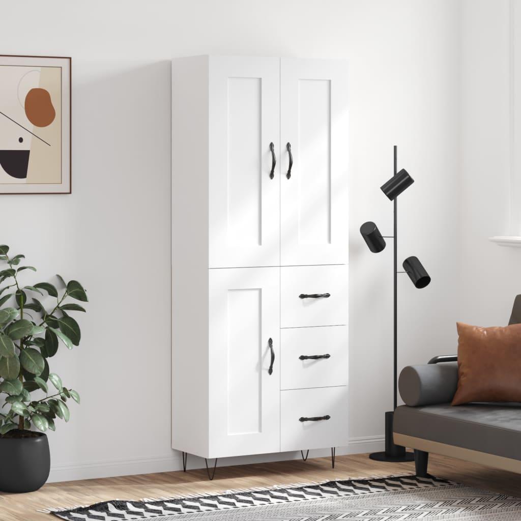 Højskab 69,5x34x180 cm konstrueret træ hvid billede