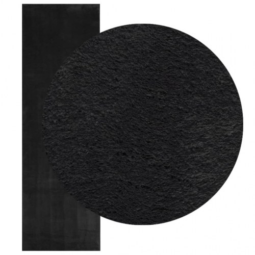 Gulvtæppe HUARTE 80×250 cm - kort luv, vaskbart, sort