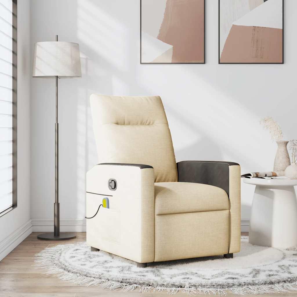 Massagestol stof cremefarvet billede