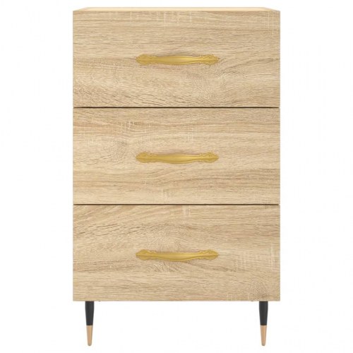 Sengebord med 3 skuffer 40×40×66 cm - konstrueret træ i sonoma-eg