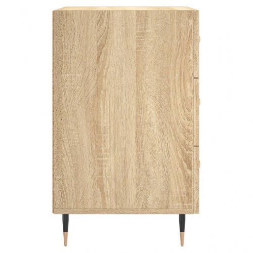 Sengebord med 3 skuffer 40×40×66 cm - konstrueret træ i sonoma-eg
