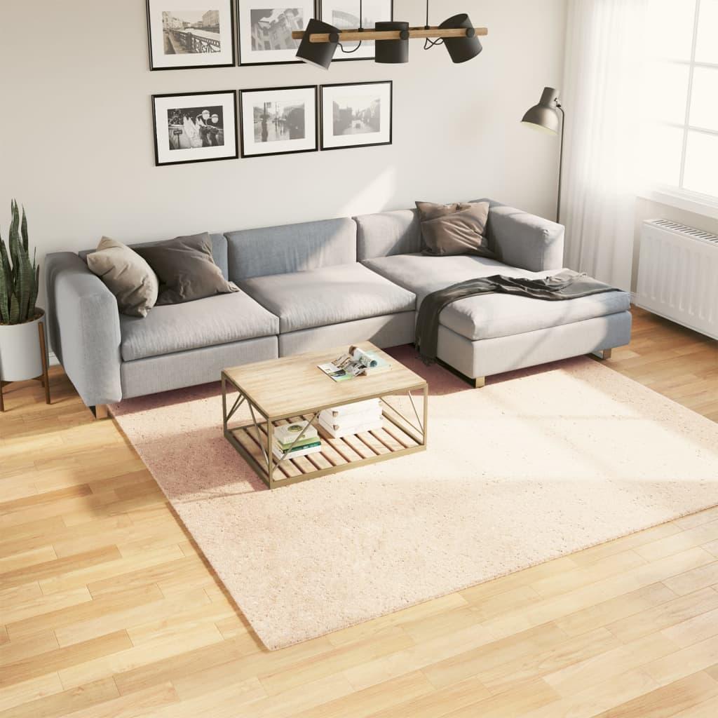 Gulvtæppe HUARTE 240x240 cm kort luv og vaskbart beige