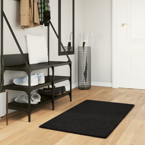 Gulvtæppe HUARTE 60×110 cm - kort luv, vaskbart, sort