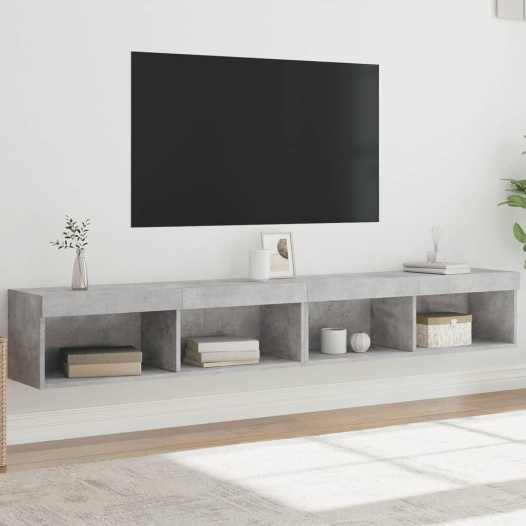 Tv-borde 2 stk. med LED-lys 100x30x30 cm betongrå
