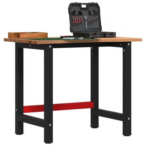 Arbejdsbænk i massivt egetræ 100 x 60 x 81,5 cm - lysebrun