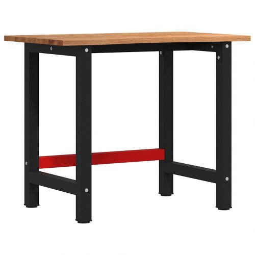 Arbejdsbænk i massivt egetræ 100 x 60 x 81,5 cm - lysebrun