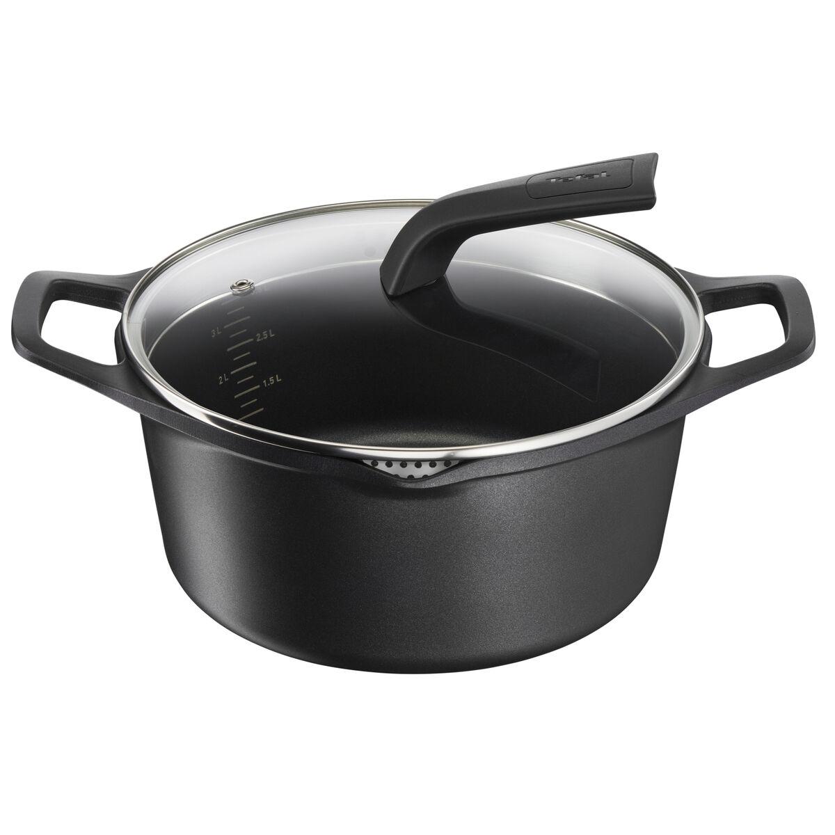 Tefal gryde med låg, sort, Ø 24 cm - smedet aluminium