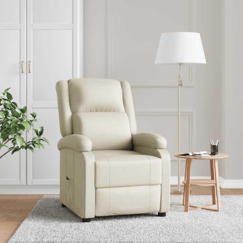 Recliner lænestol i kunstlæder - hvid