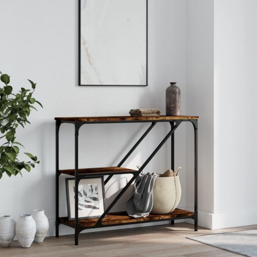Konsolbord 88,5×30×75 cm i konstrueret træ - røget sonoma-eg