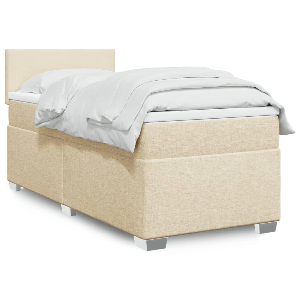 Kontinentalseng med madras og topmadras 100x200 cm - stof, cremefarvet billede