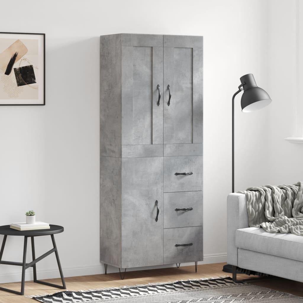 Højskab 69,5x34x180 cm konstrueret træ betongrå billede