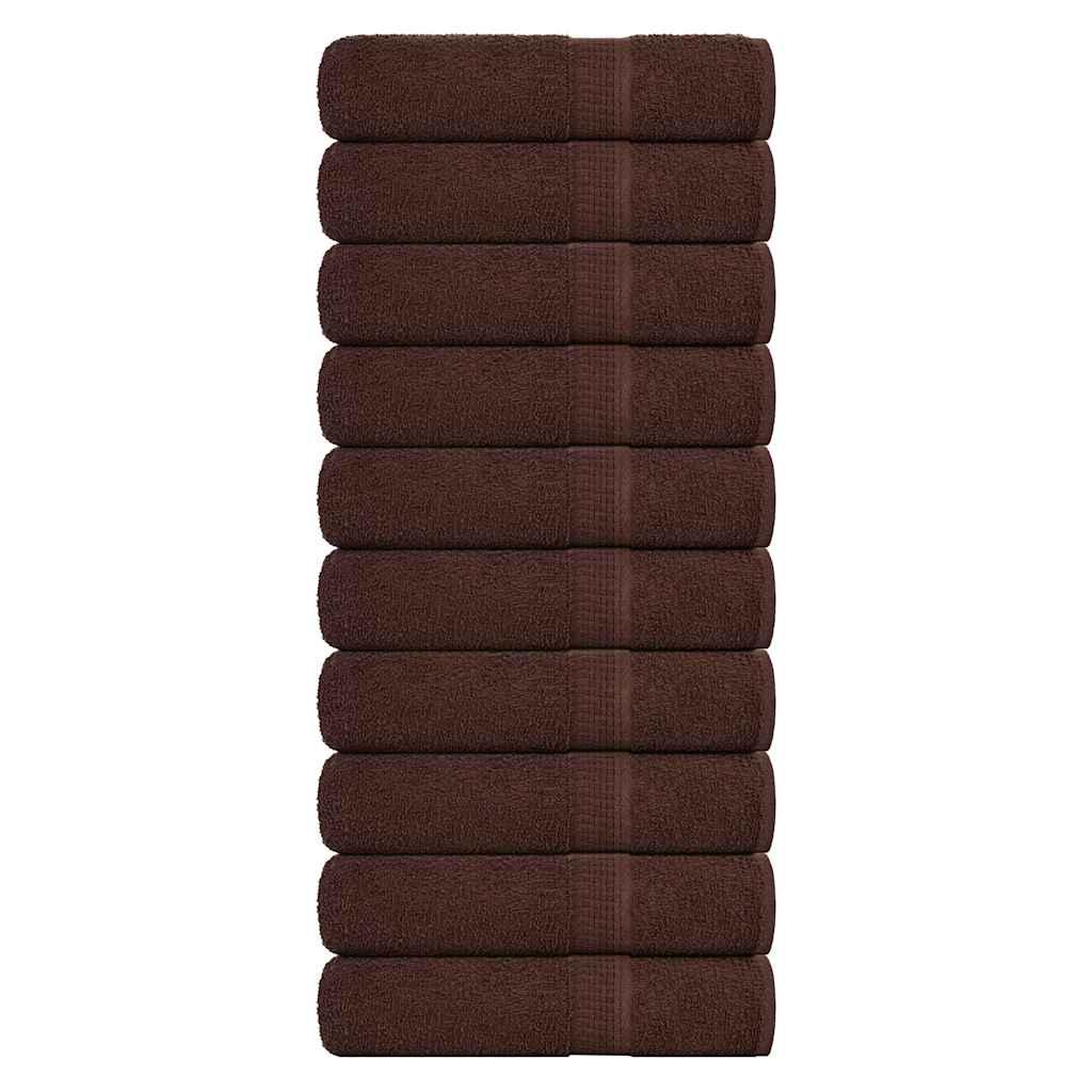 Håndklæder 10 stk. 70x140 cm 360 g/m2 100 % bomuld brun