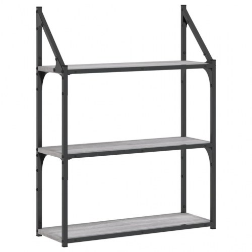 Vægreol med 3 hylder 60×21×78,5 cm - konstrueret træ, grå sonoma-eg