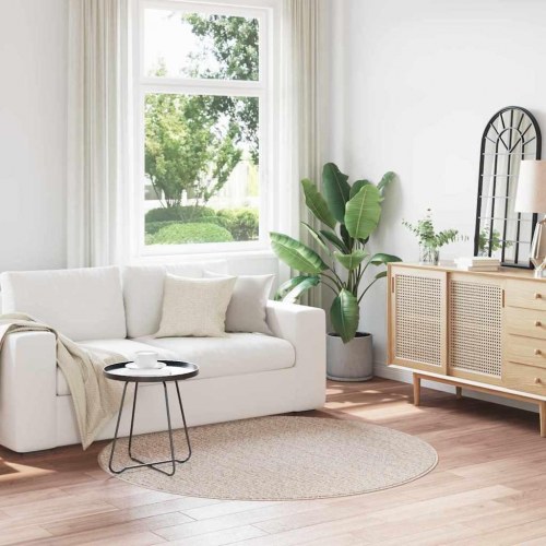 Rundt anti-slip shaggy tæppe - creme 160 x 160 cm (PP)