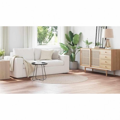 Rundt anti-slip shaggy tæppe - creme 160 x 160 cm (PP)