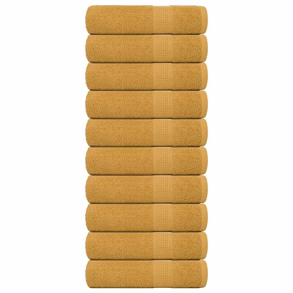 Håndklæder 10 stk. 50x100 cm 360 g/m2 100 % bomuld guldfarvet