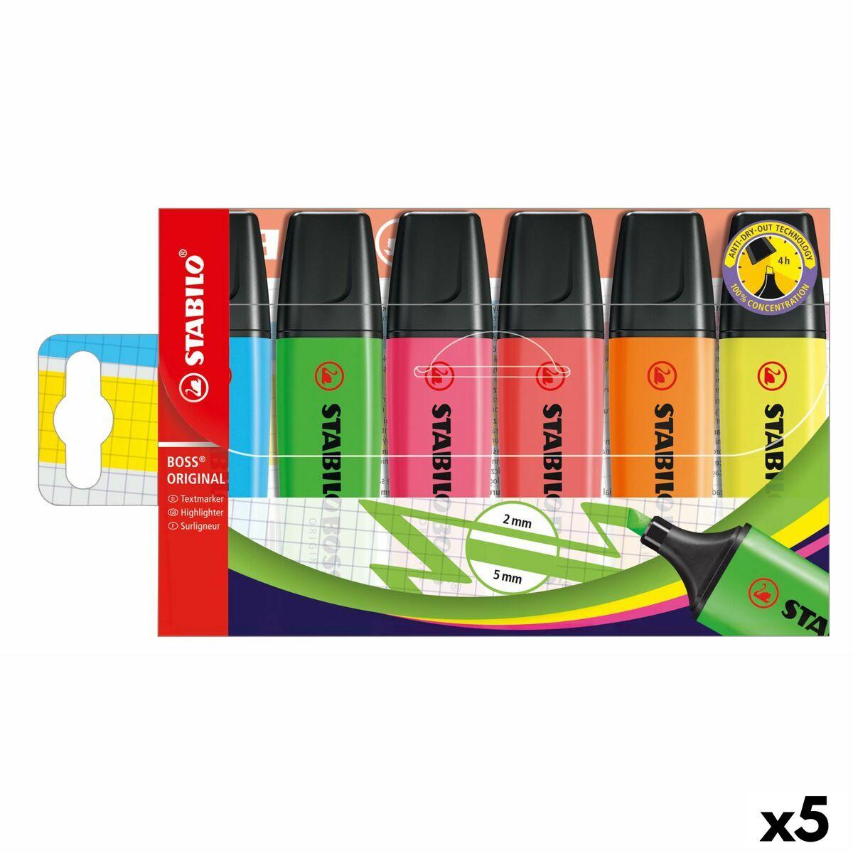 Stabilo BOSS Original markeringstuscher, multifarvet - 6 dele (5 sæt)