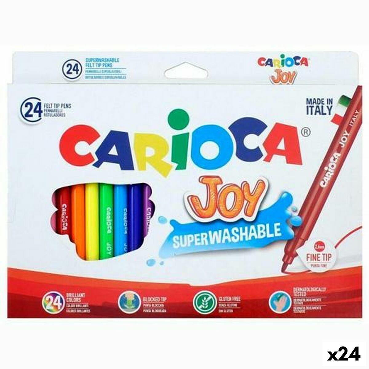 Carioca JOY fiberpenne - 24 farver, fin spids, superstør vaskbar