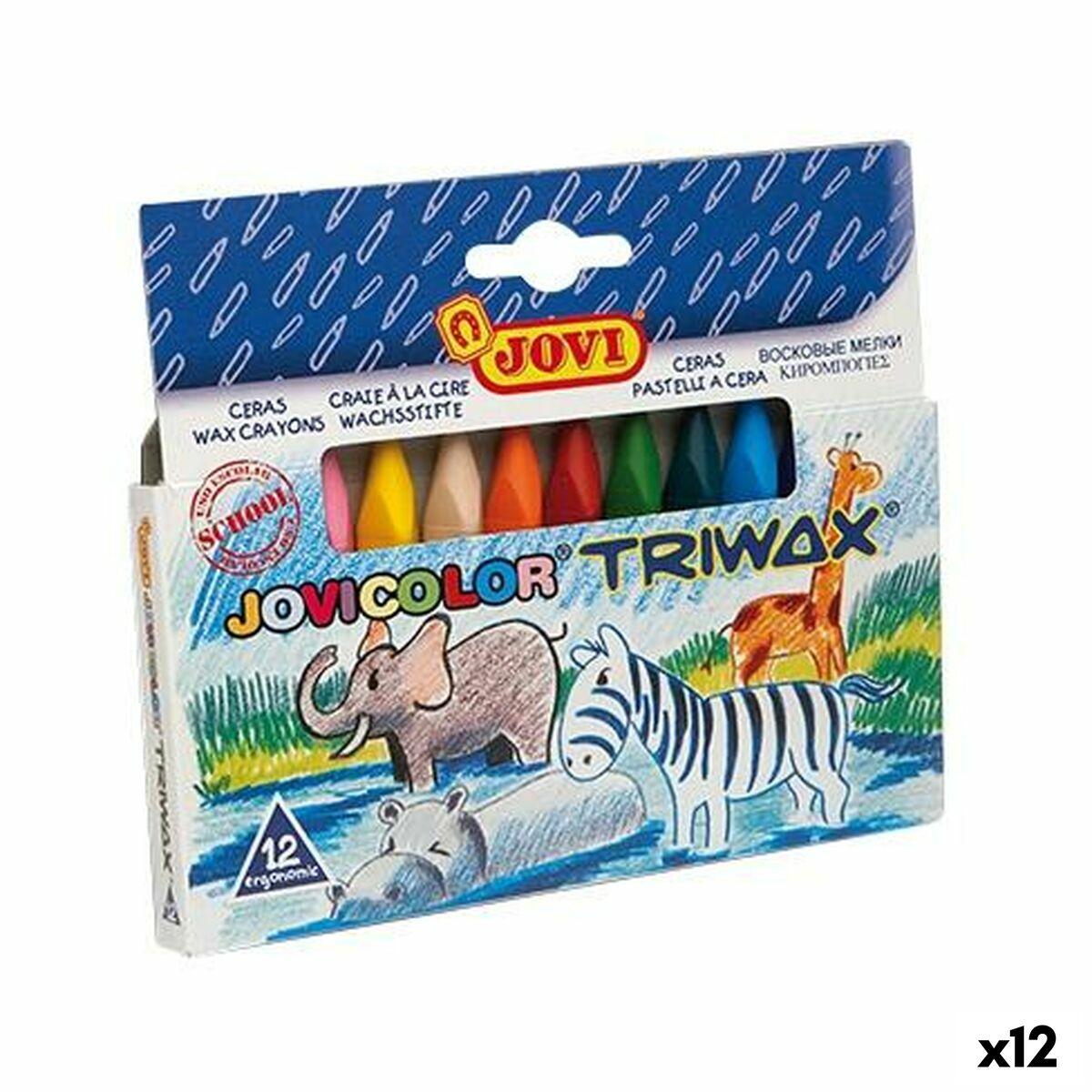 Jovi JOVICOLOR TRIWAX farvevoks, trekantet - 12 stk., multifarvet