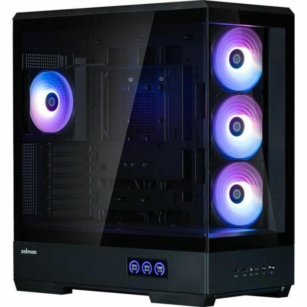 Zalman ATX midi-tower kabinet - sort med hærdet glas billede
